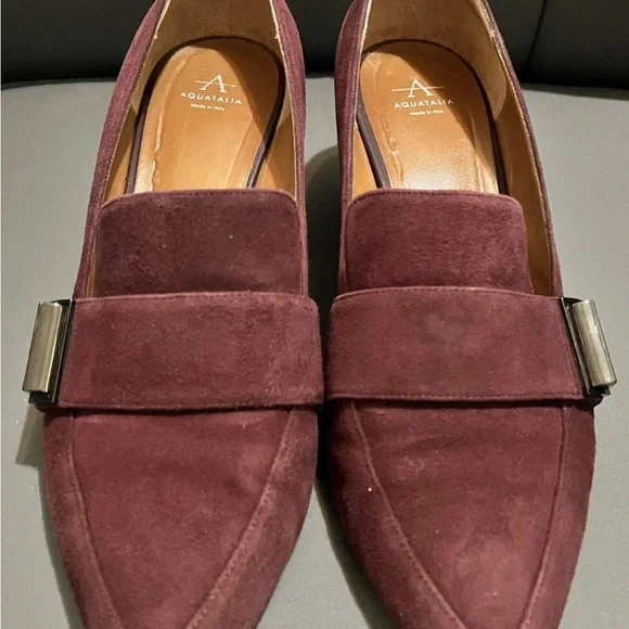 Aquatalia Maroon Suede Heels 11 M - Picture 5 of 8
